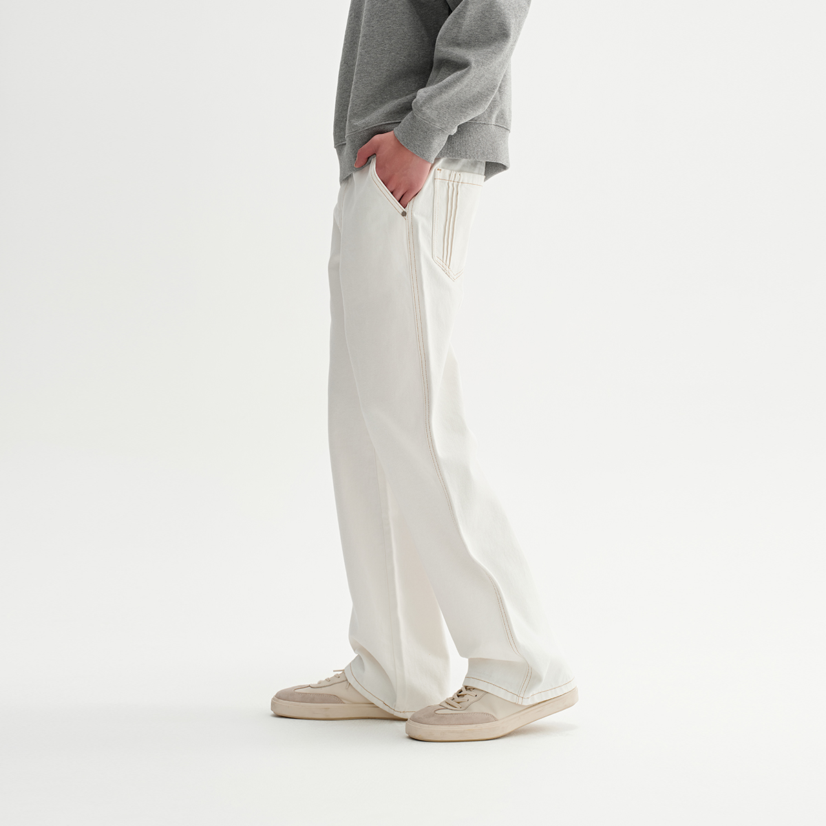白パンツ ストレート デニムパンツ
