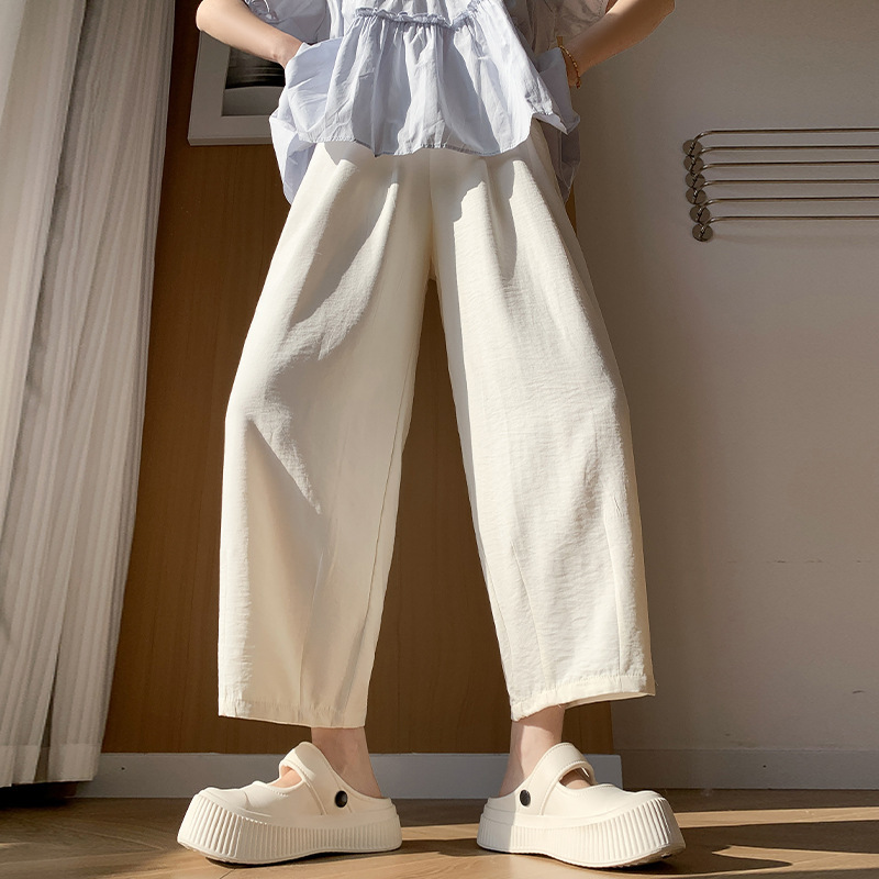 白パンツ ナチュラルリネンワイドパンツ
