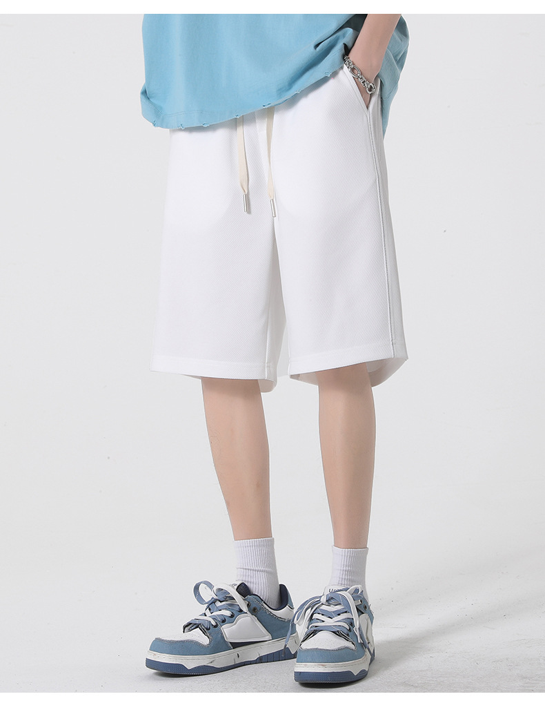 白パンツ リラックスストレートハーフパンツ