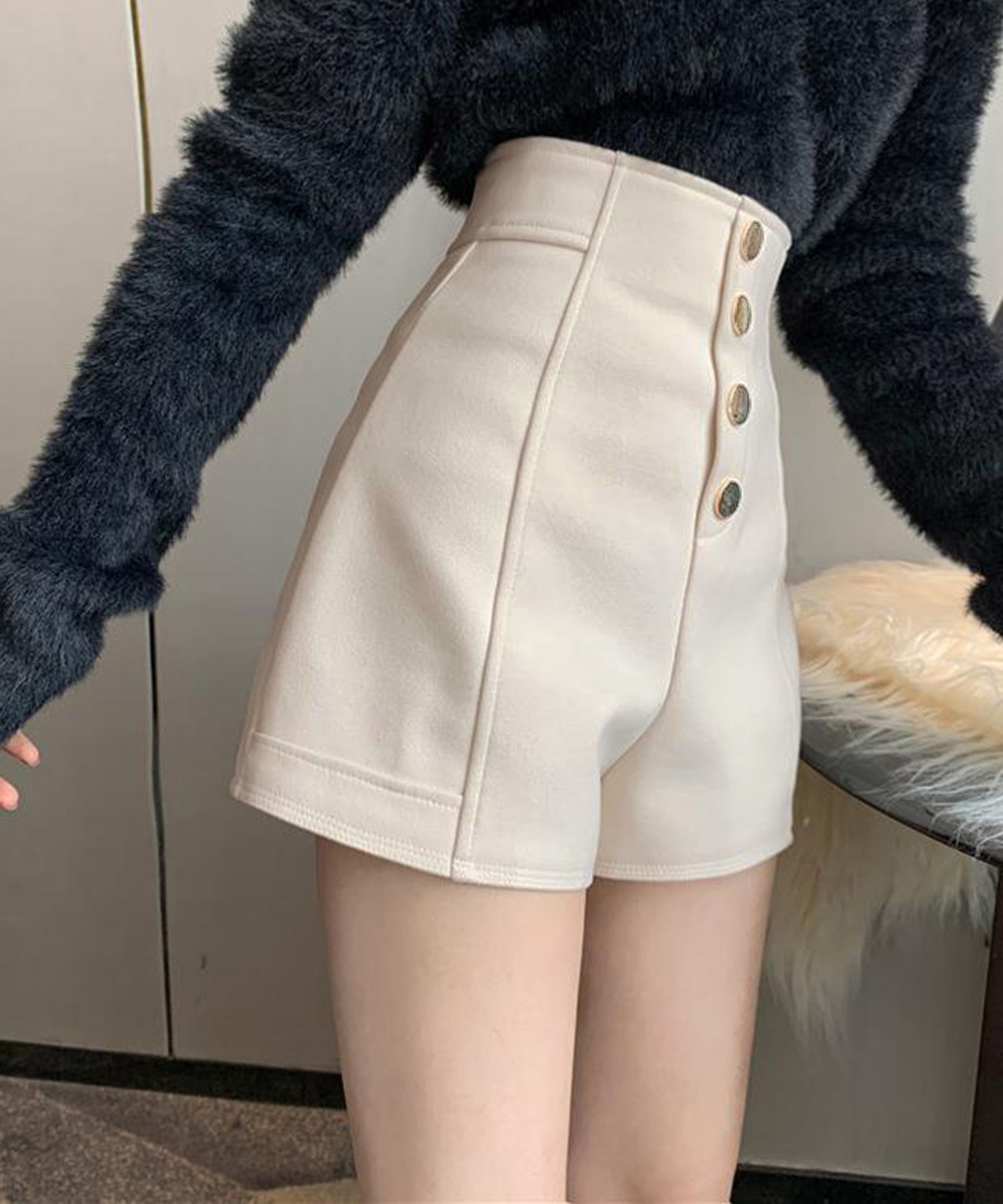 ハイウエスト白パンツショートパンツレディース