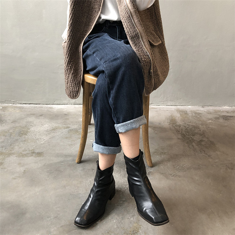 白パンツ ハイウエスト裏起毛白デニム暖かレディースロングパンツ