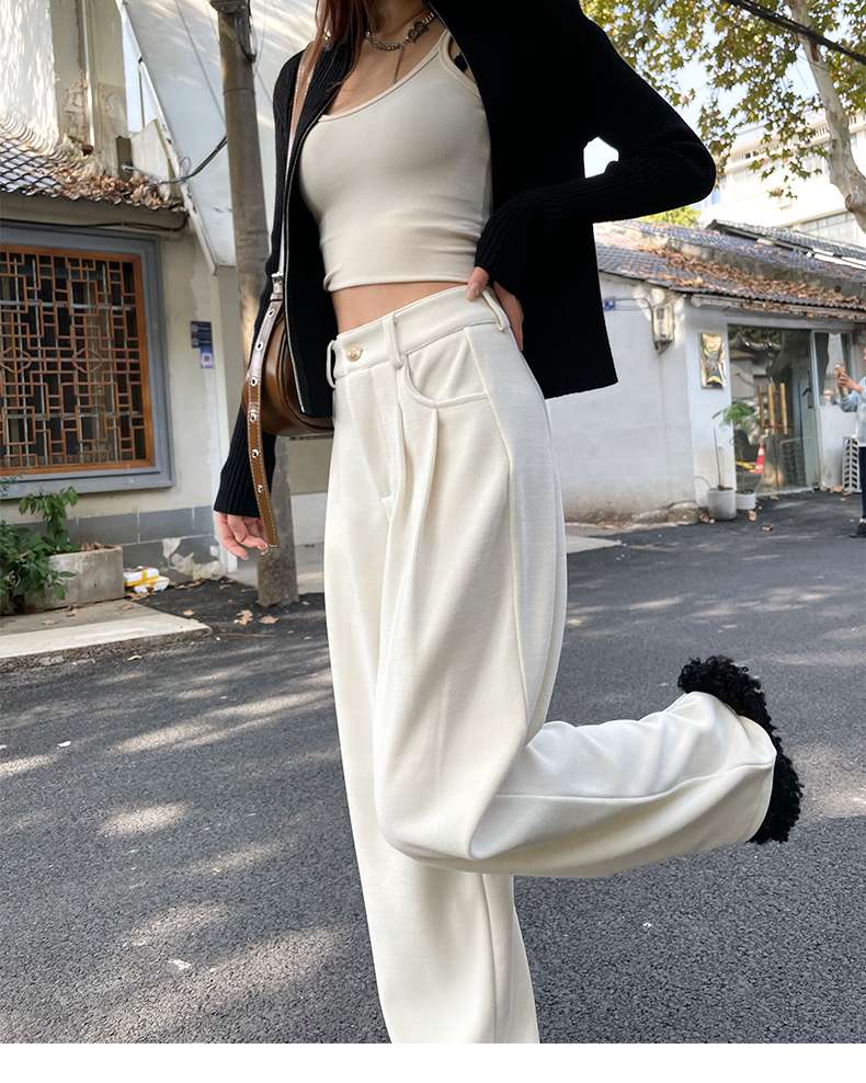 白パンツ ストレートワイドパンツ