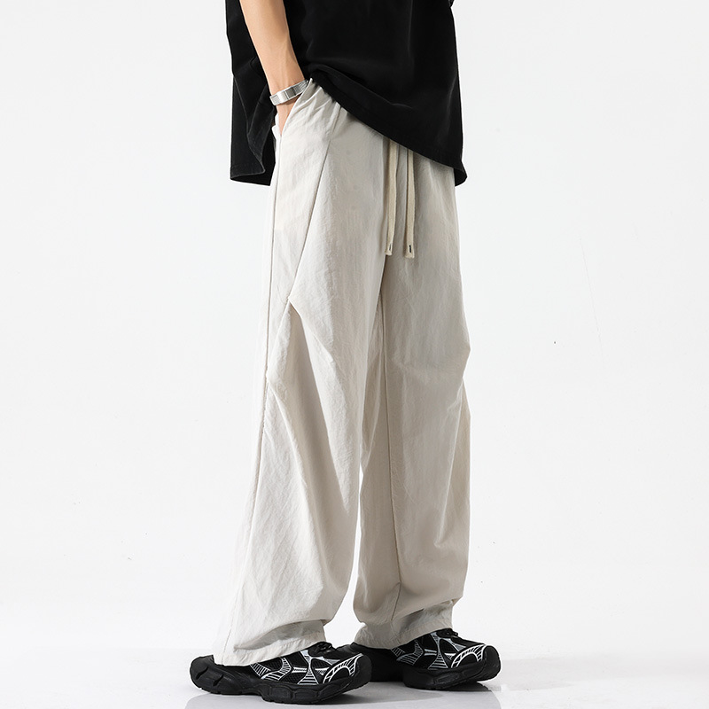 白パンツ 風合い麻調ワイドパンツ