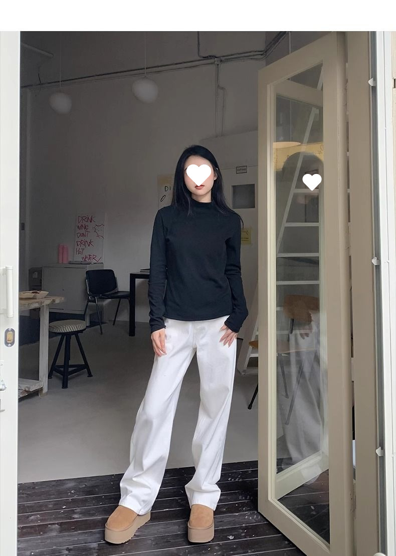 白パンツ ストレートフォルムカジュアルパンツ