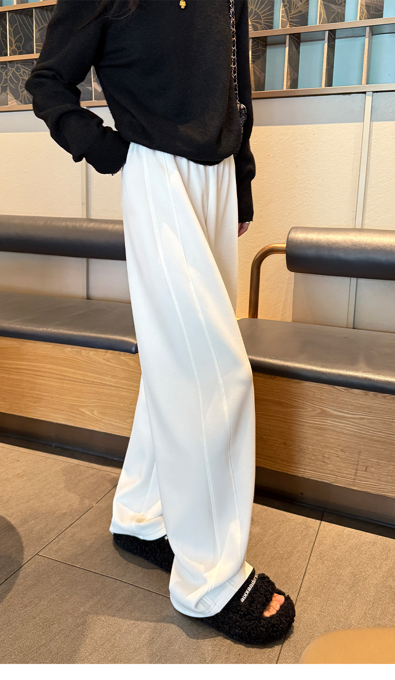白パンツ なめらか落ち感ワイドパンツ
