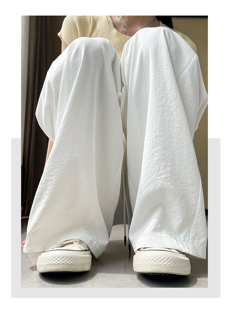 白パンツ 高腰ゆったりフレアパンツ