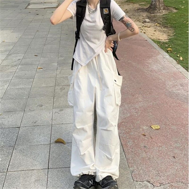 白パンツ ワイドシルエット カーゴパンツ