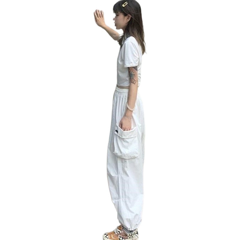 白パンツ ワイドシルエット カーゴパンツ