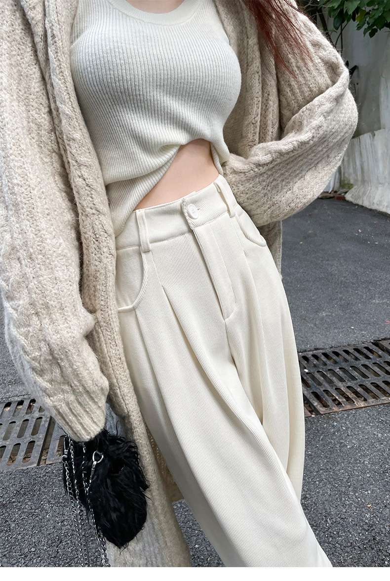 白パンツ ストレートワイドパンツ