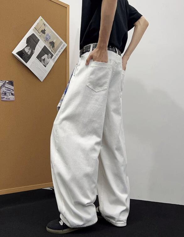 白パンツ メンズ ワイドデニム ゆったりストリート