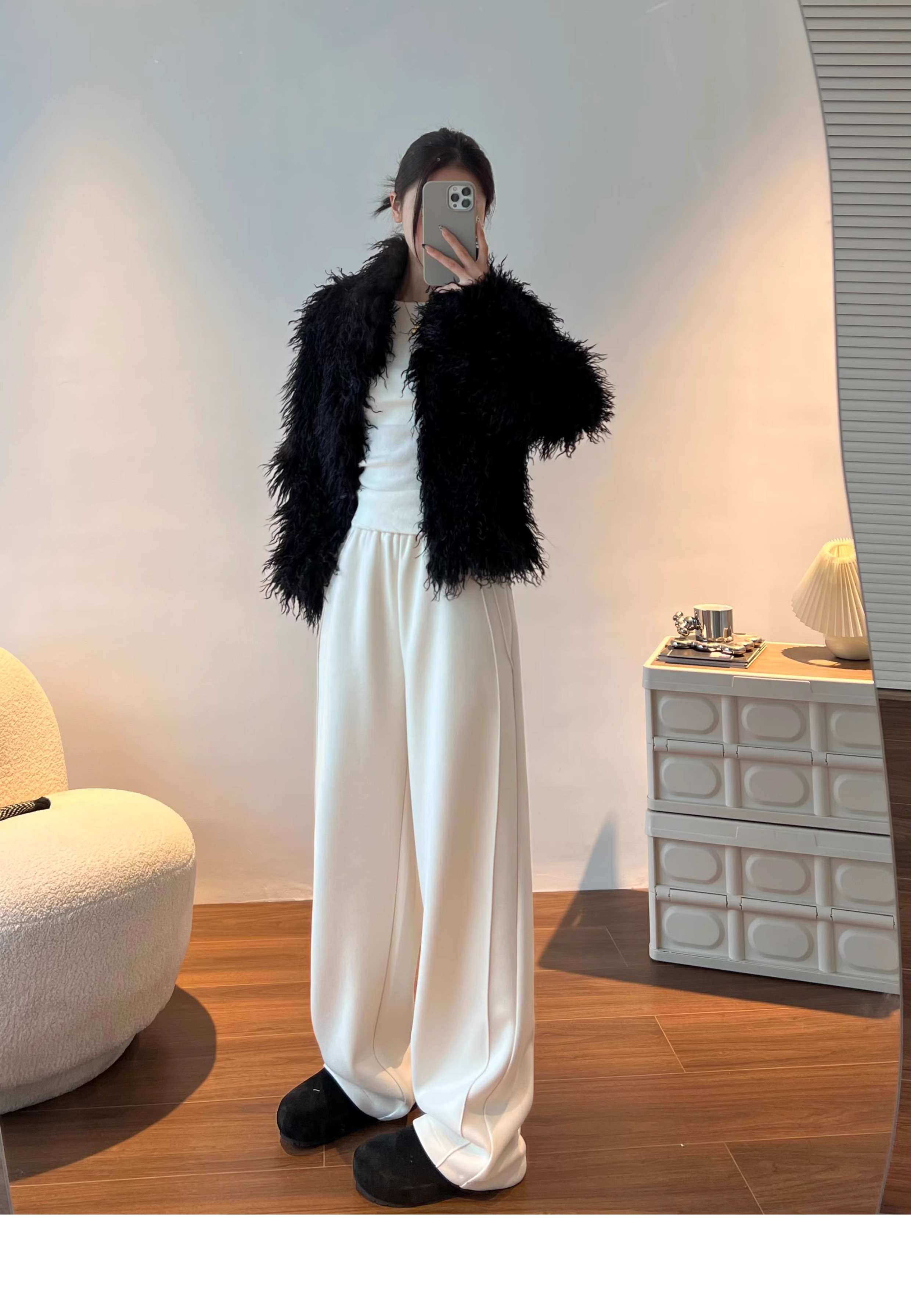 白パンツ リラックス楽ちんワイドパンツ