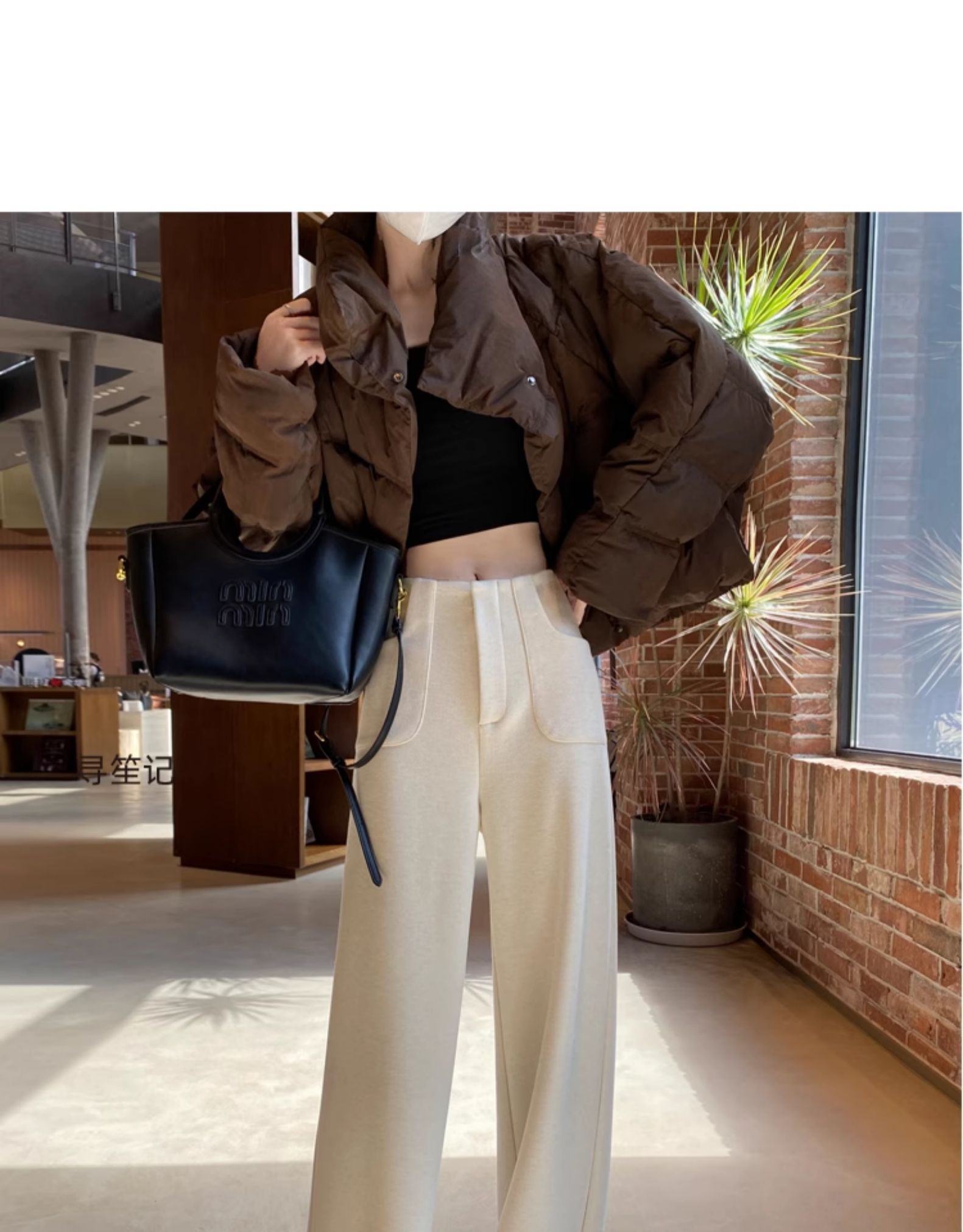 白パンツ アセテートウール混紡ストレートパンツ