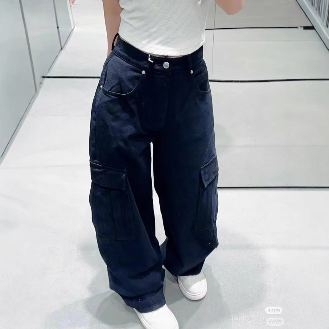 白パンツ オーバーサイズカーゴワイドパンツ