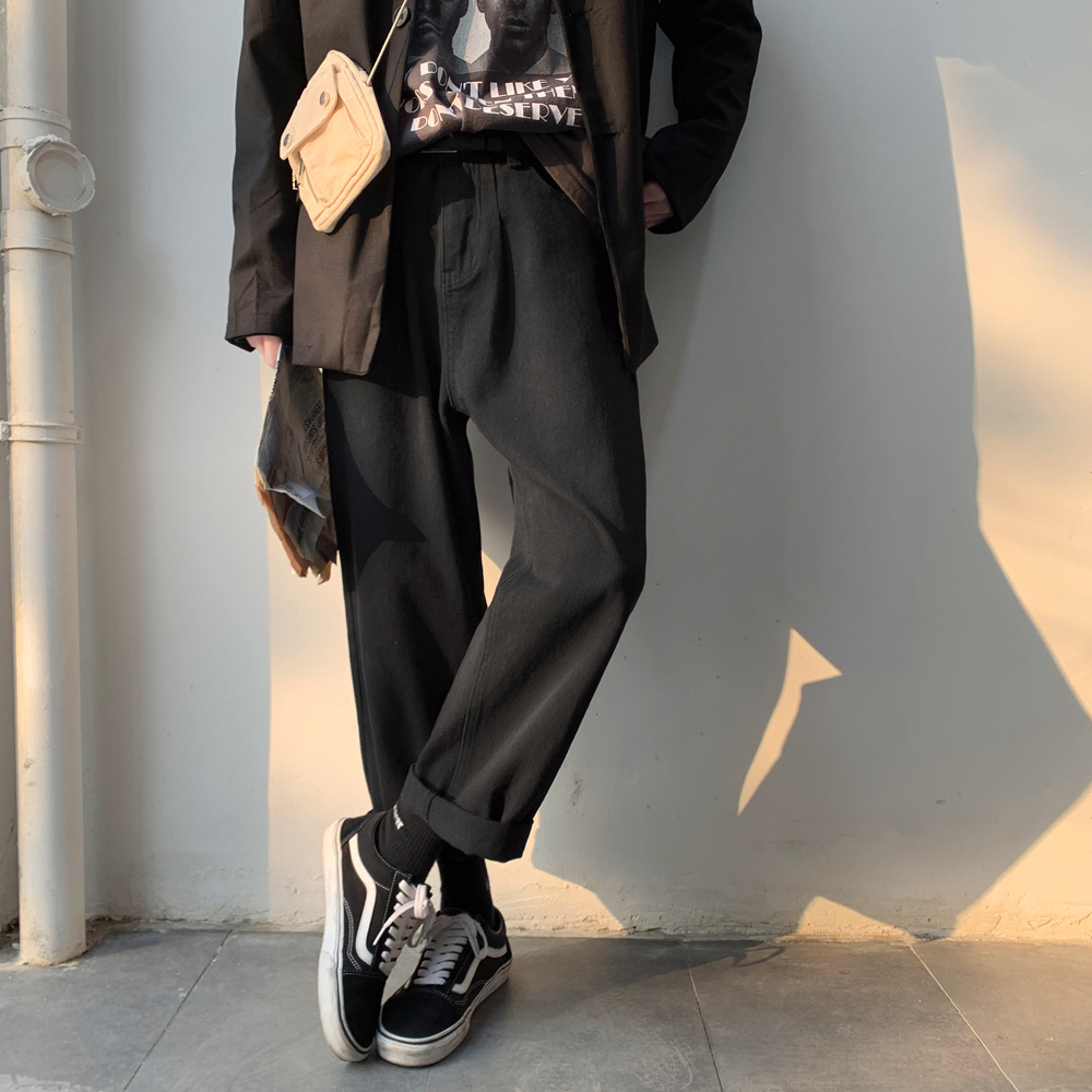 白パンツ ストレートスラックス デニム風パンツ
