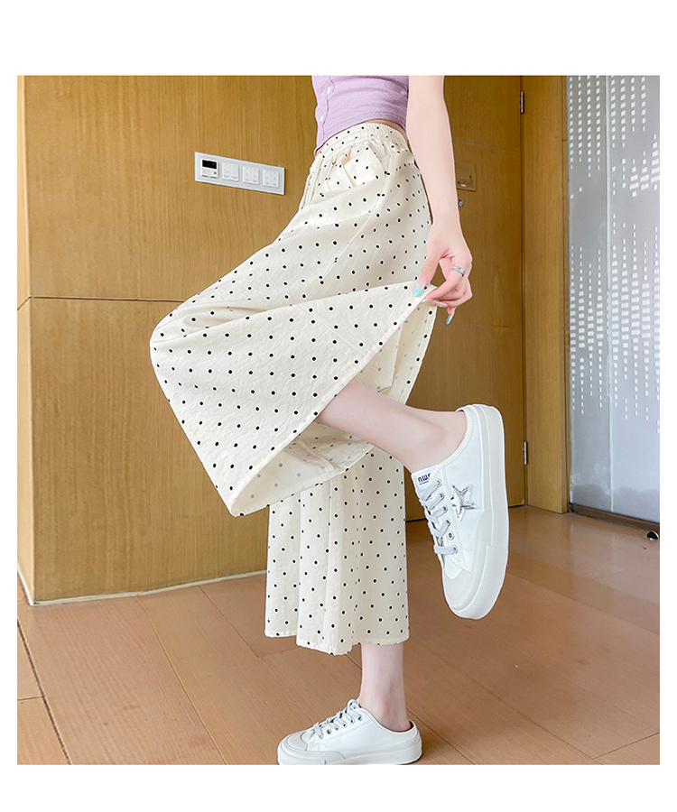 白パンツ 水玉模様ふんわりワイドパンツ