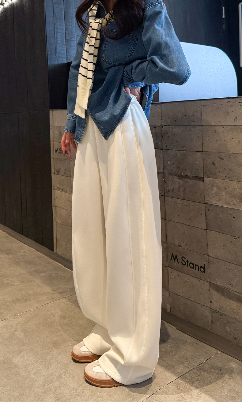白パンツ なめらか落ち感ワイドパンツ