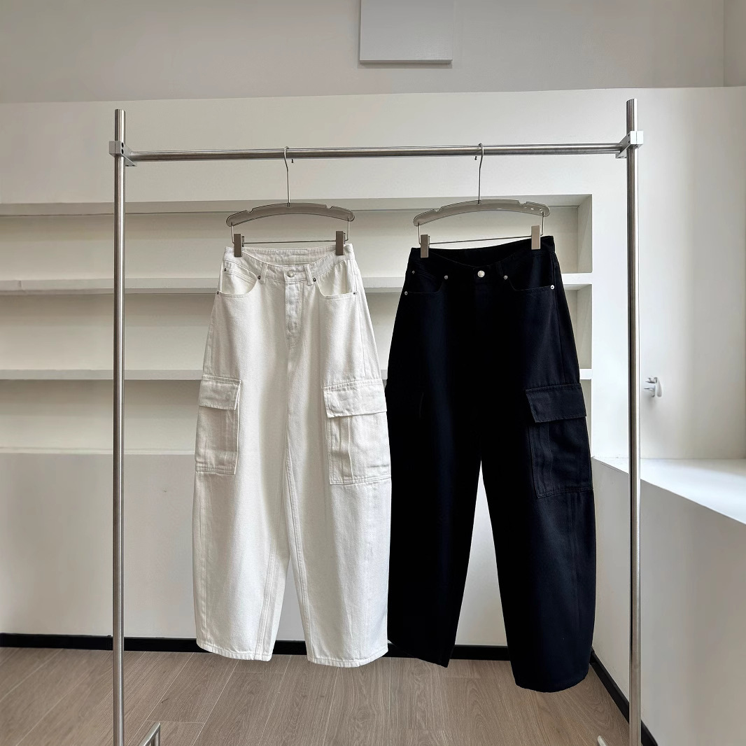 白パンツ オーバーサイズカーゴワイドパンツ