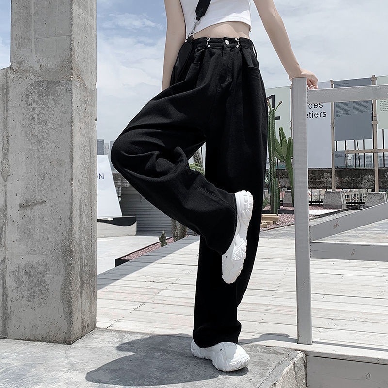 白パンツ ストレートワイドデニムパンツ
