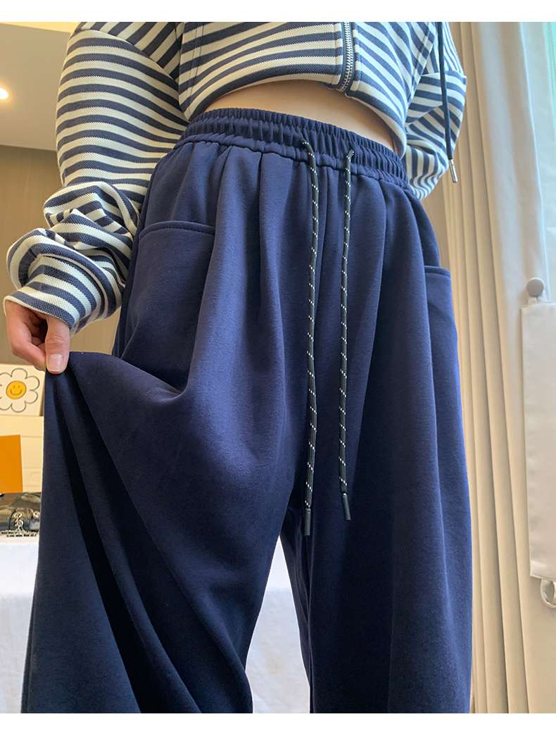 白パンツ ドロスト付きゆったりスウェットパンツ