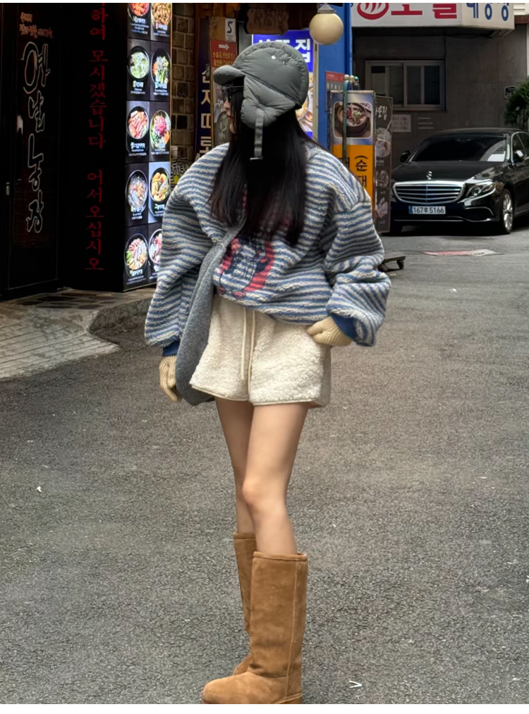 白パンツ もこもこ素材ショートパンツ