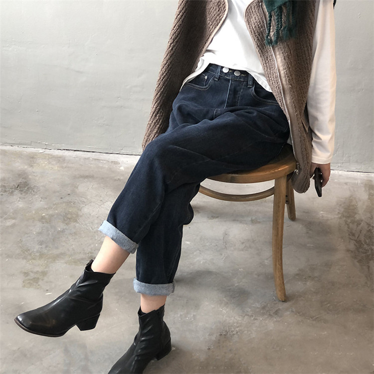 白パンツ ハイウエスト裏起毛白デニム暖かレディースロングパンツ