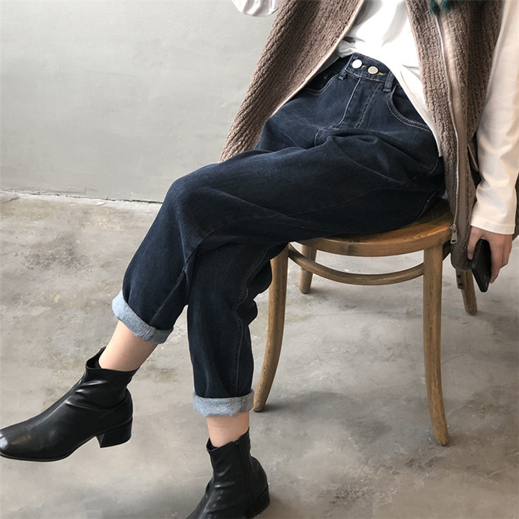 白パンツ ハイウエスト裏起毛白デニム暖かレディースロングパンツ