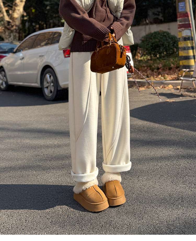 白パンツ デイリー ウエストゴム ワイドパンツ
