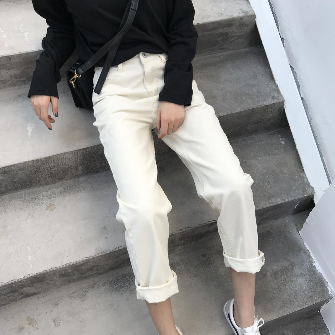 白パンツ ストレート デニム パンツ