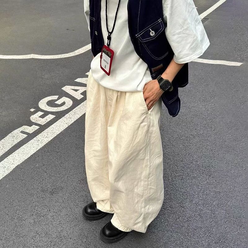 白パンツ ゆったりシルエット リラックスパンツ