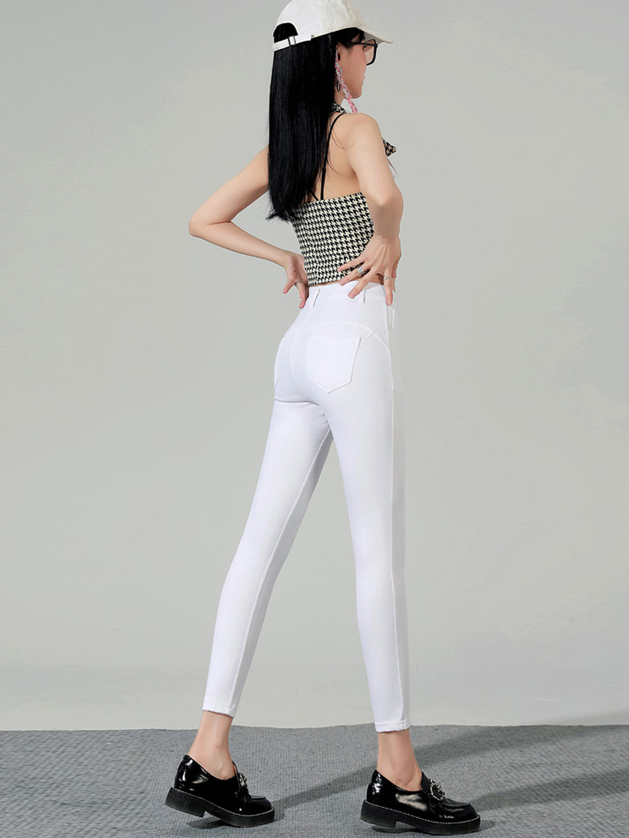 白パンツ すっきり美脚シルエットパンツ