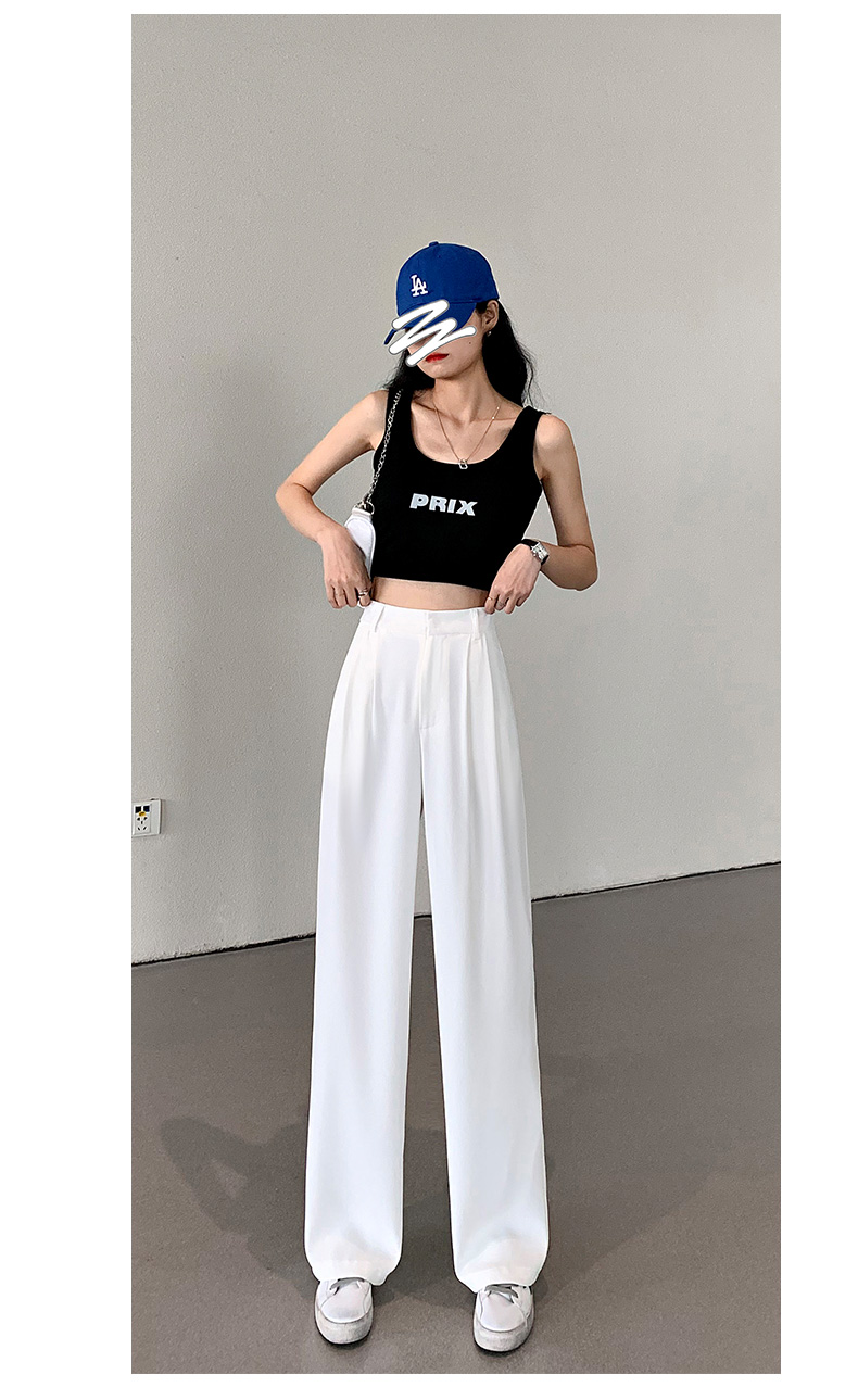 白パンツ ドレープワイドパンツ