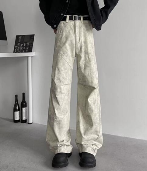 白パンツ メンズ ワイドパンツ ゆったり白系ボトムス