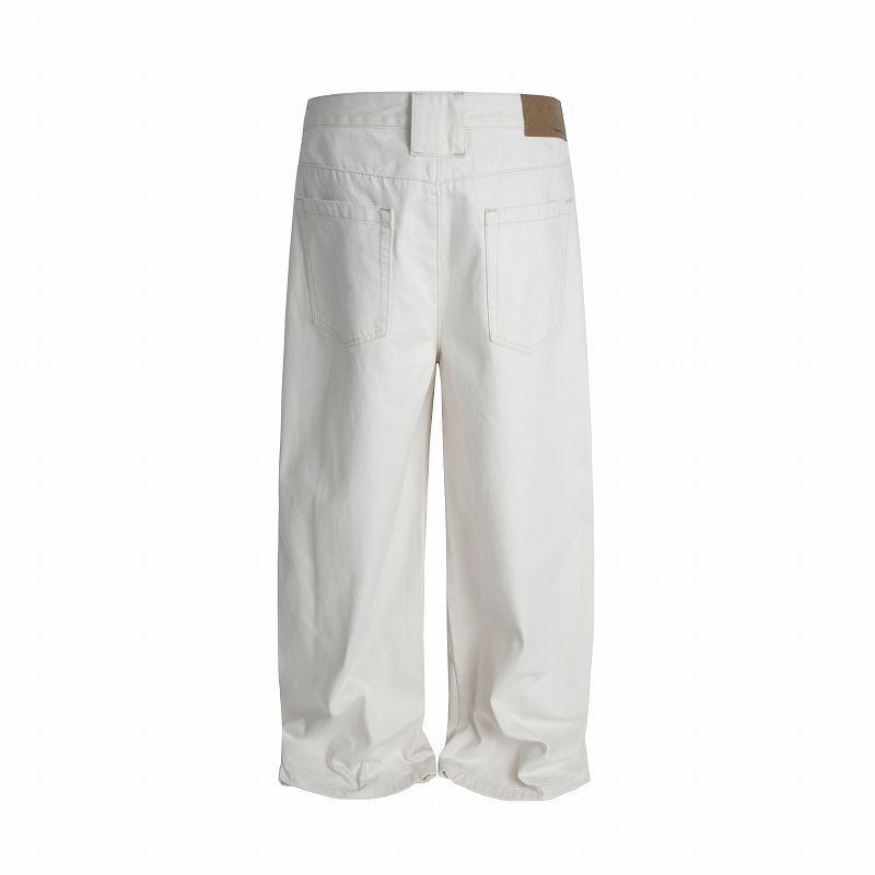 男女兼用 白パンツ ワイド ストリート系 秋冬新作