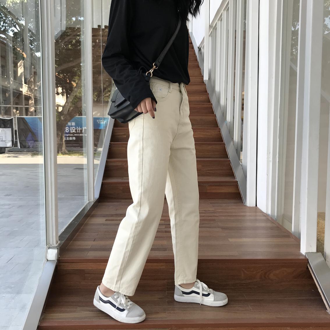 白パンツ ストレート デニム パンツ