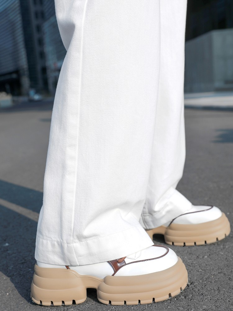 白パンツ ハイウエスト極上ワイドパンツ