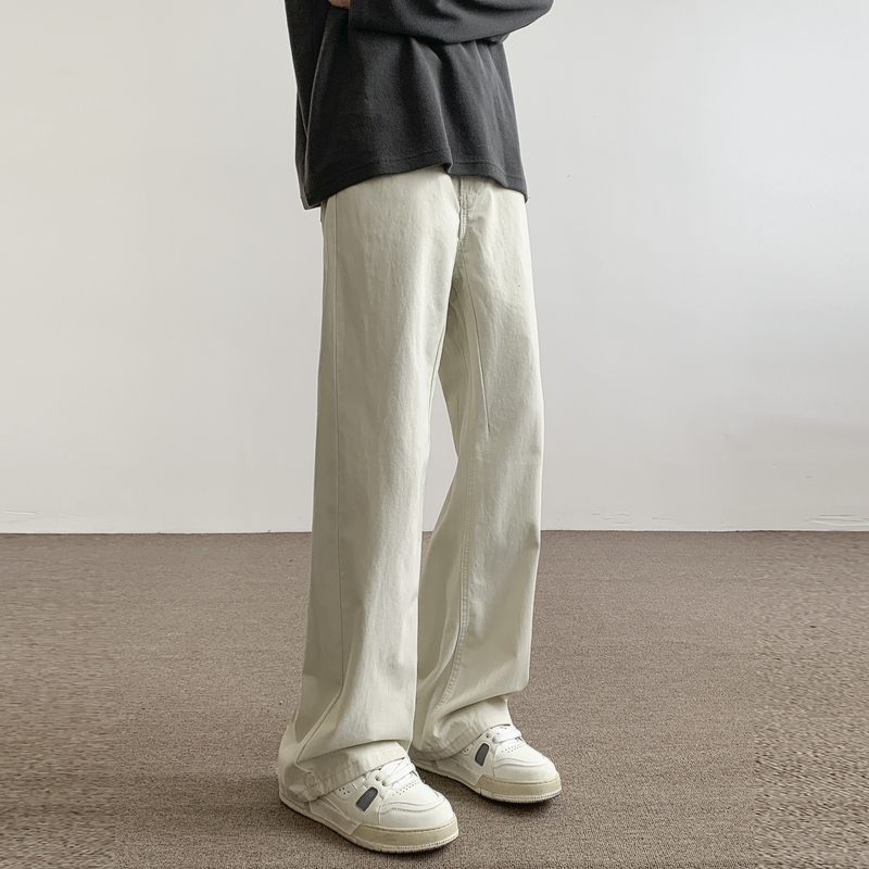 白パンツ ゆったりストレート デニムパンツ