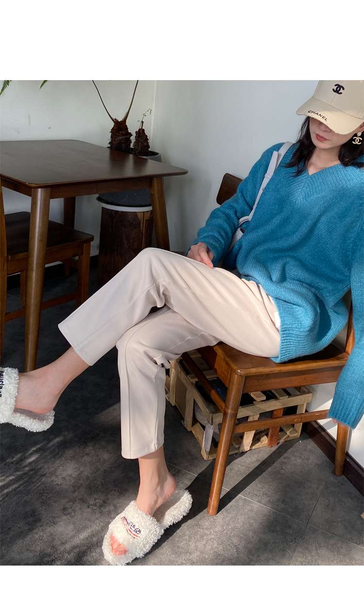 白パンツ センタープレス サイドタック クロップドパンツ