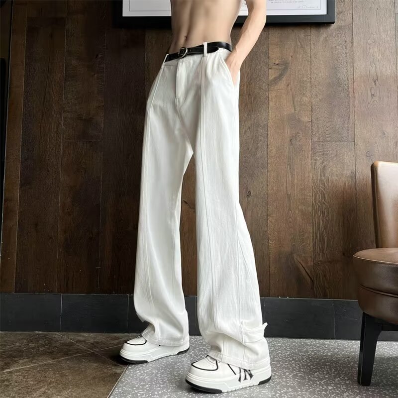 白パンツ ゆったりストレートパンツ