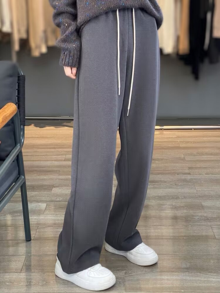 白パンツ ゆったりウエストゴムドレープパンツ