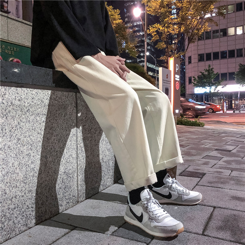 白パンツ ゆったりストレートパンツ