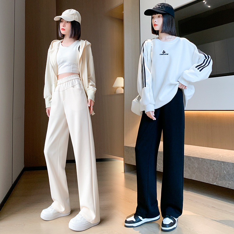 白パンツ ゆったりストレート楽ちんパンツ