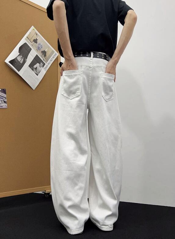 白パンツ メンズ ワイドデニム ゆったりストリート