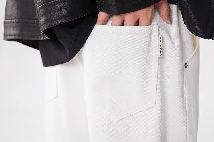白パンツ すっきりシルエットロングパンツ