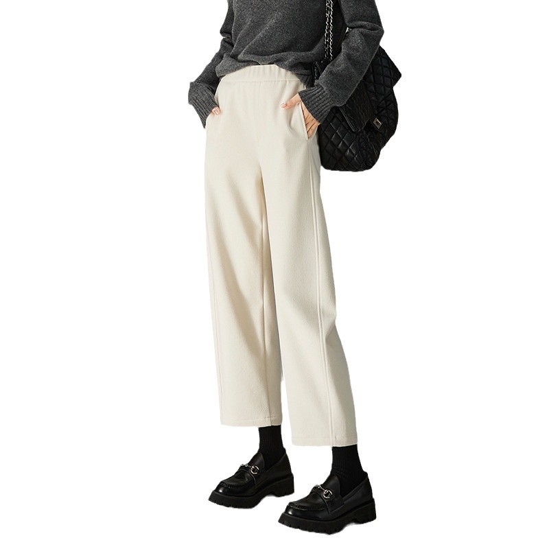 白パンツ あったか裏起毛ストレートパンツ