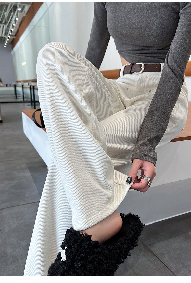 白パンツ コーデュロイワイドパンツ
