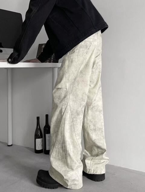 白パンツ メンズ ワイドパンツ ゆったり白系ボトムス