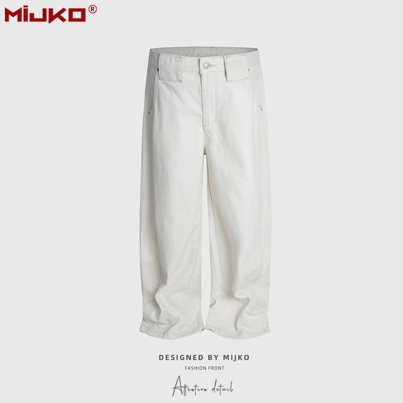男女兼用 白パンツ ワイド ストリート系 秋冬新作