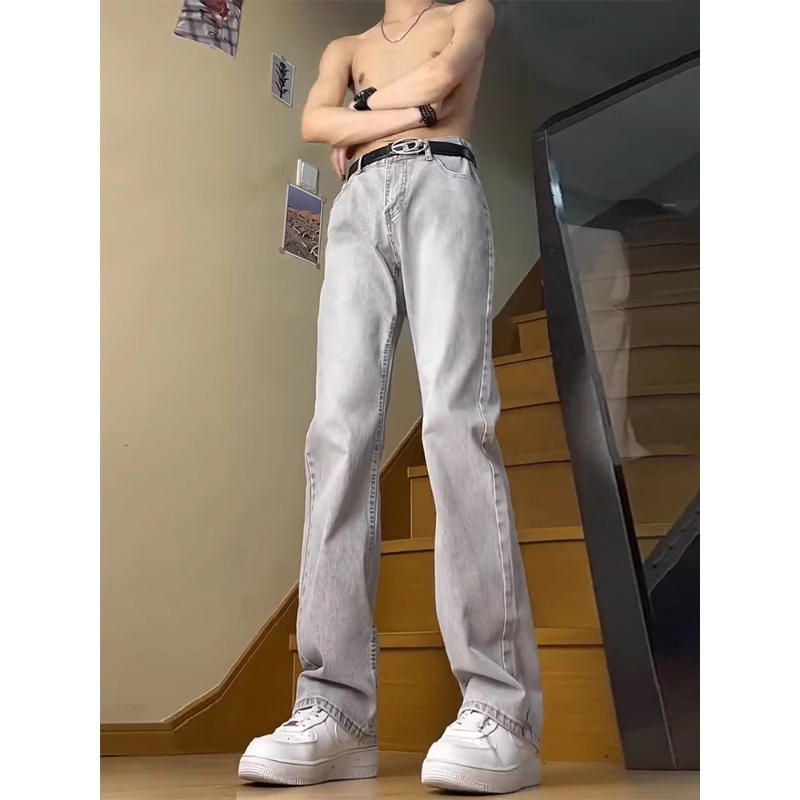 白パンツ シンプルストレートカジュアルパンツ