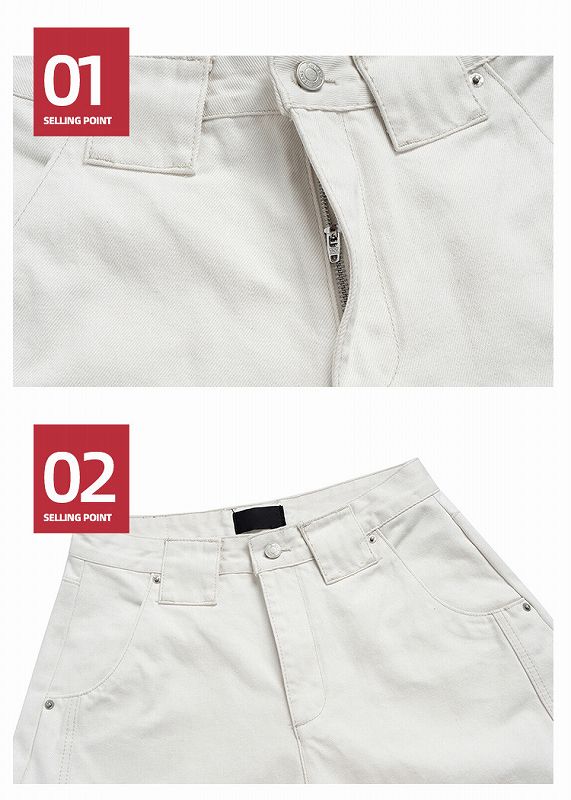 男女兼用 白パンツ ワイド ストリート系 秋冬新作