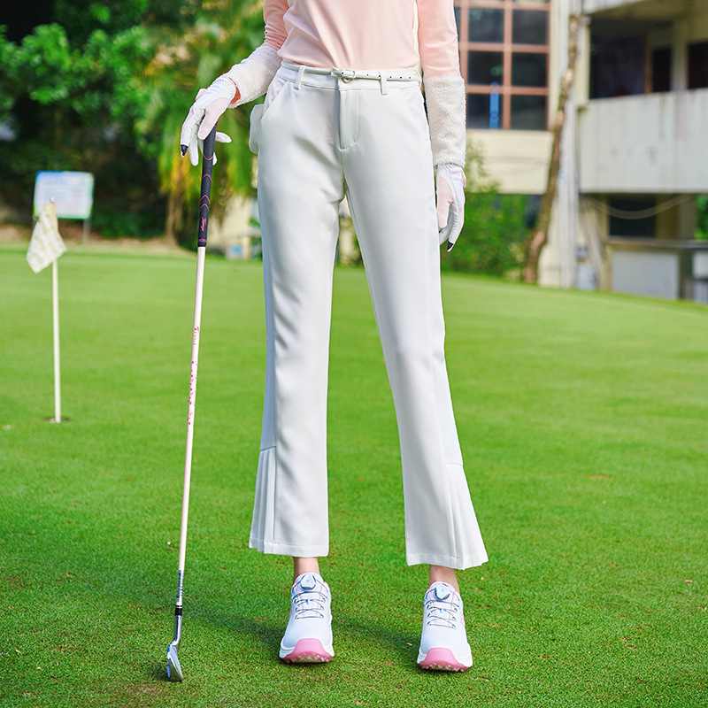 白パンツ 裾フレアデザインゴルフ用ストレッチパンツ ゴルフ|白パンツ